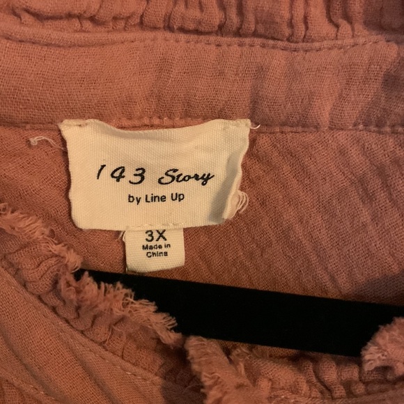 FabuPlus Linen Jacket/shirt with snaps and raw edge collar and sleeve - Mauve - Picture 5 of 7